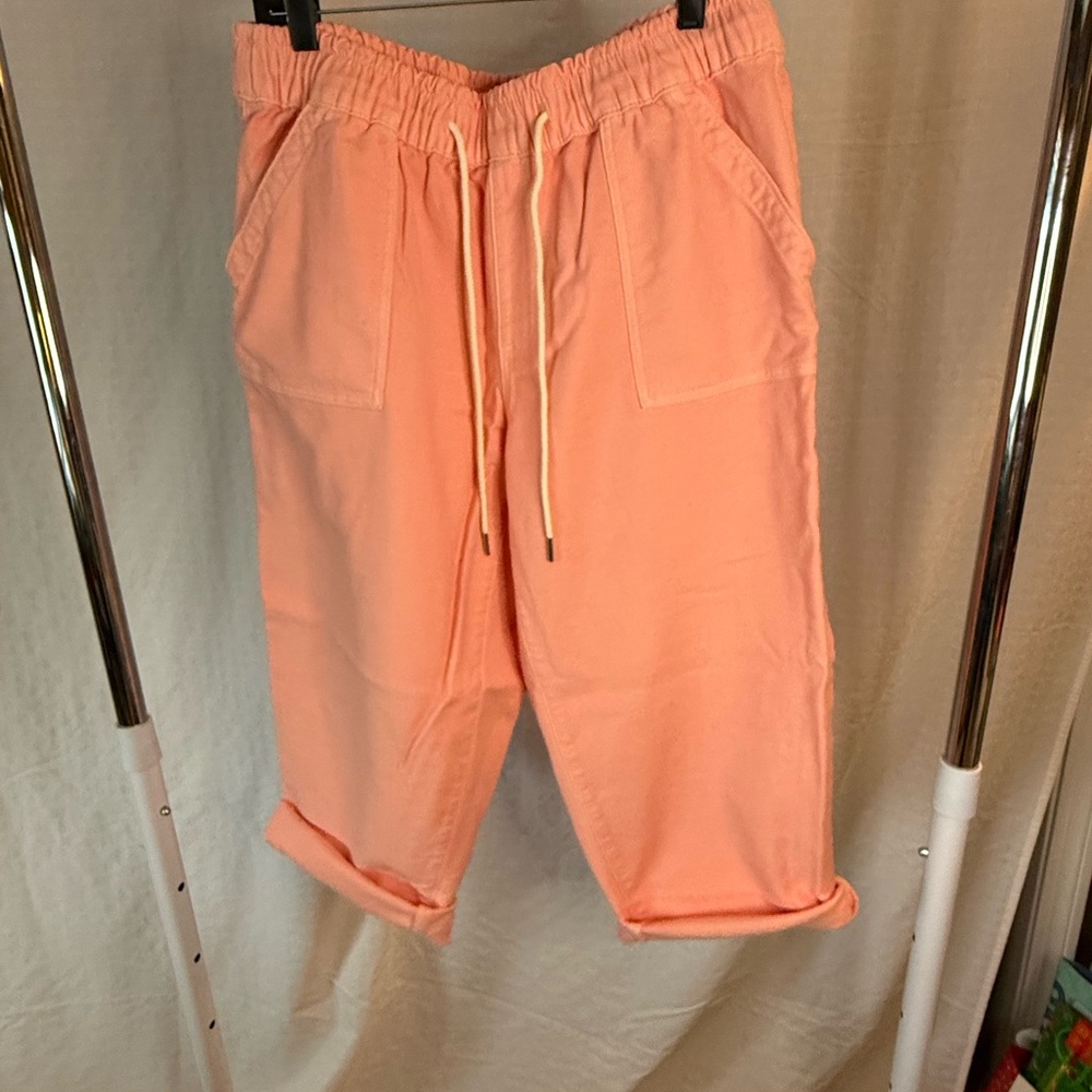 Lane Bryant Pull On High Rise Knit Denim Capris